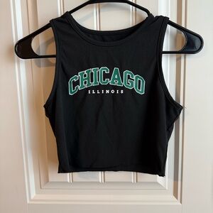 SHEIN Black Graphic Crop Tank Top